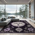 thumbnail image 2 of ODIKA 8'x10' Washable Area Rug Durable, Non-Slip Celestial Sun Moon Face Scroll Border Distressed Astrology Round for Living Room, Under Sectional, Family, 2 of 7