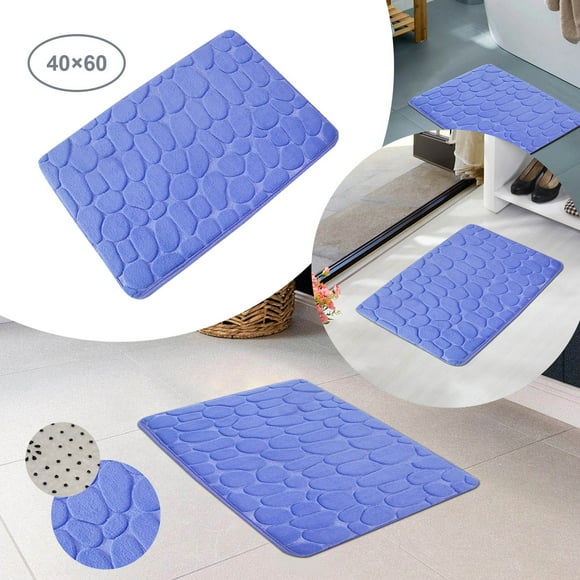 NANDIYNZHI Tapis Grandes Affaires Décoration de Bienvenue Jour Salon Paillassons Tapis Maison Produits de Salle de Bain Polaire Corail 40Cmx60Cm Texture Blé Tapis de Salle de Bain Bleu