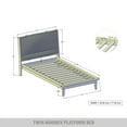 thumbnail image 5 of Castle Place Mid-Century Upholstered Headoard Twin Wooden Platform Bed, Antique Oak, 5 of 9