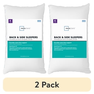 Mainstays Back & Side Sleeper Bed Pillow, King, Extra Firm, 2-Pack