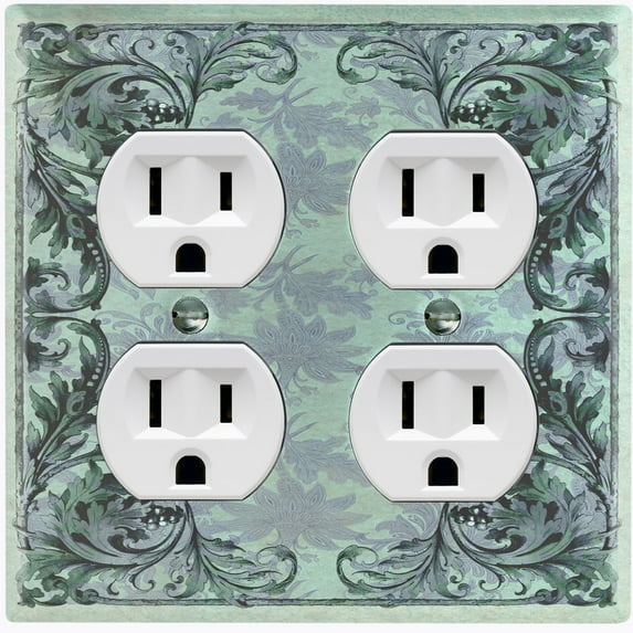 Metal Light Switch Plate Cover Elegant Green Grape Vine Damask Frame FRA049