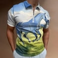 thumbnail image 2 of Strong Horse Men Zipper T-shirt Summer Casual Short Sleeve T-shirt Top, 2 of 7