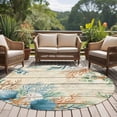 thumbnail image 4 of Beige Beach Coastal Round Area Rug 5Ft Washable Circle Rugs for Living Room Bedroom, Summer Nautical Coral Shell Botanical Vintage Non-Slip Carpet Floor Mats Indoor Outdoor Carpet Runner Home Decor, 4 of 8