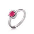 thumbnail image 2 of TimeLe$$ Classics Round and Cushion Cut Natural Ruby Gemstone Ring in 14K White Gold (Size: 9.5), 2 of 6