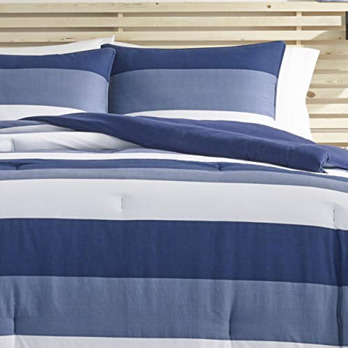 Reversible Des Details about   NauticaWilton CollectionComforter Set Cotton Twill Bedding 