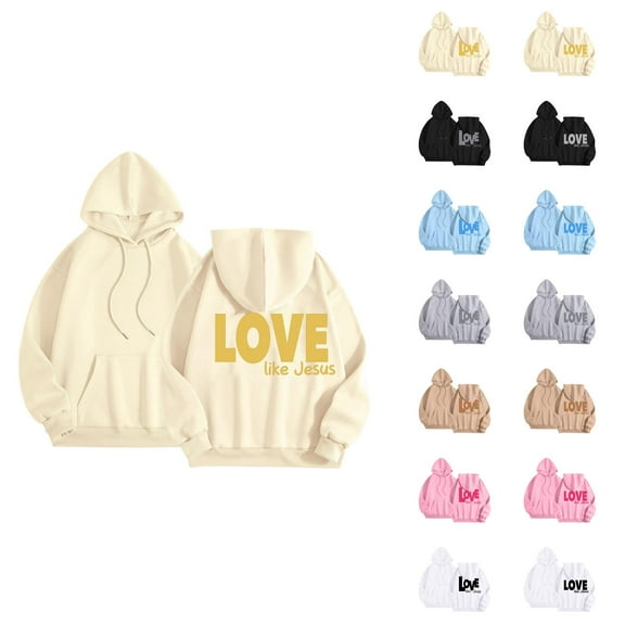 Christian Hoodies for Women 2025 Love Like Jesus Cute Y2K Graphic Hoodie with Pockets Hooded Sweatshirt Women Pullover
