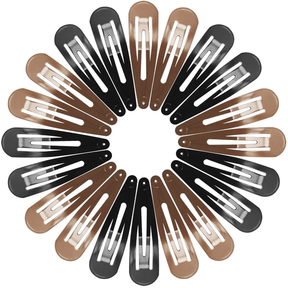 Hair Clips for Women Girls, Celquain 40 Pcs 2.8 Inch Large Barrettes for Thick Hair, Metal Snap Hair Clips, No Slip Long Drop Shape Hair Pins, Hair Accessories, Brown & Black