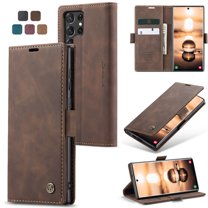 CaseMe Leather for Samsung Galaxy S22 Ultra 5G Case, Flip Wallet Leather Case with Card Holder Magnetic Closure Shockproof Kickstand Protective Phone Cases Cover for Samsung Galaxy S22 Ultra 5G 6.8"