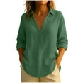 thumbnail image 2 of ClodeEU Womens T-Shirts， Long Sleeve V Neck Shirts，Soft Casual Tee Army Green,Womens Plus XXL, 2 of 6