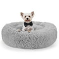 thumbnail image 3 of Zephypaws 27" Donut Cuddler Pet Bed for Cats & Small Dogs, Anti-Anxiety Round Bed with Raised Rim, Fluffy Faux Fur Plush Cushion, Orthopedic & Washable Calming Nest, Light Gray, 3 of 8