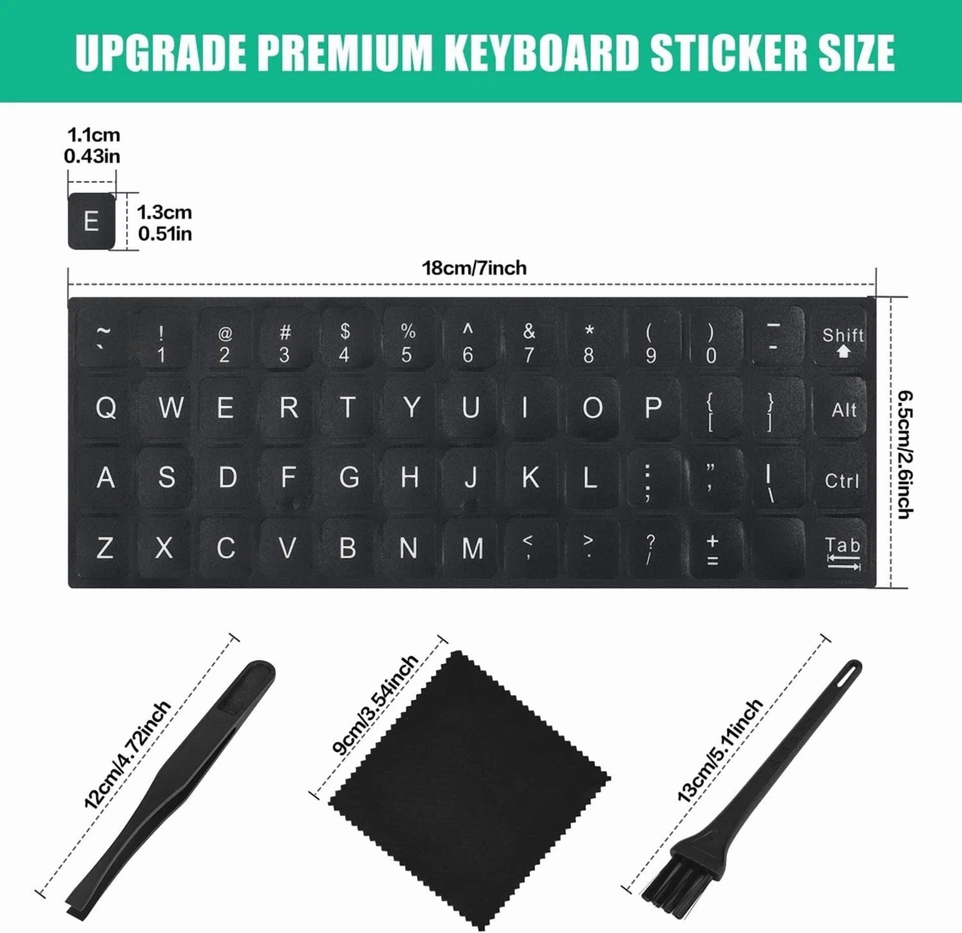 CIRCLE- 2Pcs English Keyboard Stickers With Tweezer, Universal White Letters