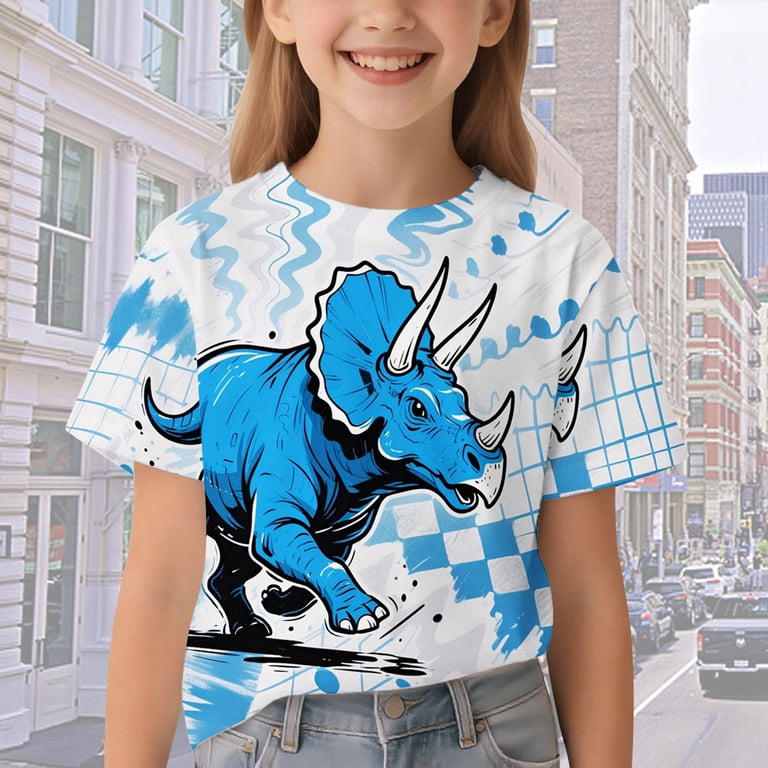 Tiijoy Toddler Boys Dinosaur Graphic Tee Tie Dyed Short Sleeve