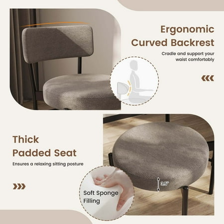 Costway - Dining Chair Set of 2 with Curved Backrest Padded Seat & Metal Legs for Dining Room - Gray
