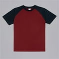 thumbnail image 4 of Fgnfyis Men’s Raglan Contrast T Shirt 230g Solid Color Retro Heavy Shoulder T Shirt Pure Cotton Matching Color Loose Short Sleeve Tops for Men Trendy Red L, 4 of 4