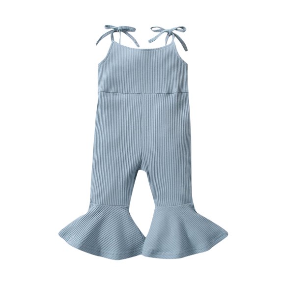 KVPLBQFD Baby Girl Jumpsuit Toddler Girls Ruffle Onesie Baby Girl Sleeveless Solid Ribbed Romper Suspenders Boy Clothes 12-18 Months Preppy Clothes For Girls 10-12 9-12 Month Boy Clothes Baby