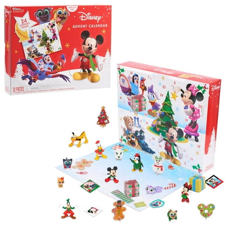 Disney Junior Advent Calendar 2021, 32 pieces, figures, decorations, and stickers, Officially Licensed Kids Toys for Ages 3 Up, Gifts and Presents