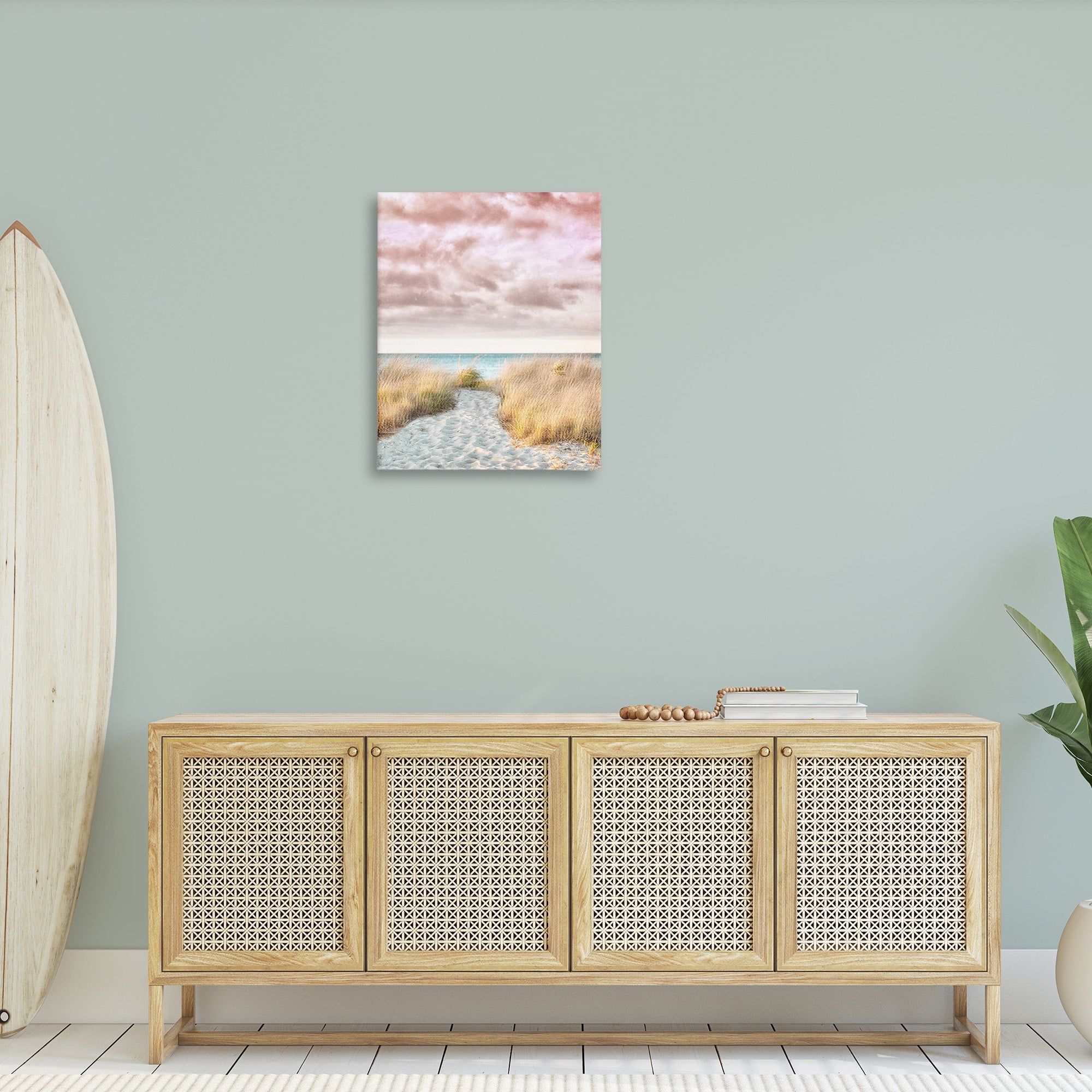 Stupell Industries Beach Path with Pink Sky Landscape Photography Gallery Wrapped Canvas Art Print Wall Art, 24 x 30