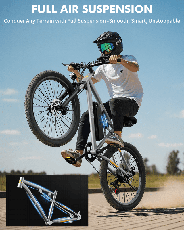 Qlife Racer 27.5 Inch Electric Bicycle for Adults, Full Suspension 21-Speed Mountain Ebike with More Than 1200W 28MPH Brushless Motor,Gray