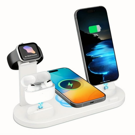 Multi-Device Wireless Charger Station for Samsung S25/S24/S23/S22 Ultra, iPhone 16-11 Series, AirPods Pro, Google Pixel & Android Phones, Wired/Wireless Charging