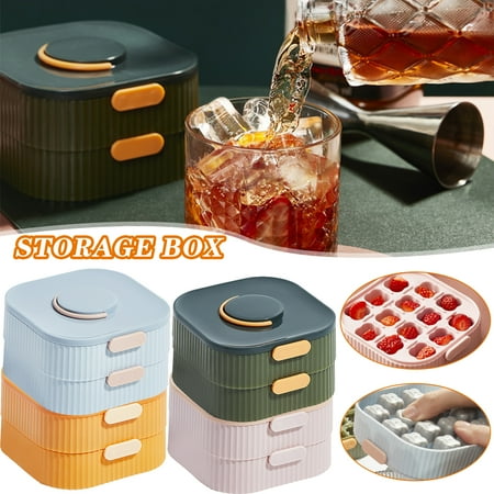 

Household Silicone Ice Tray Stencils Reusable Double-Layer Ice Storage Box