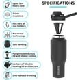 thumbnail image 3 of Coldest Sports Water Bottle - 3 Insulated Lids (Chug Lid, Straw Lid, Loop Lid ) Double Walled, Thermo Mug, Metal Canteen (26 oz, Stealth Black), 3 of 6