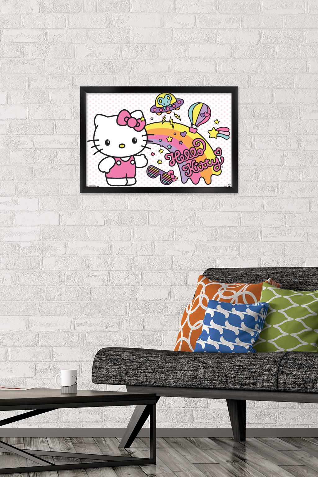 Hello Kitty - Retro Rainbow Wall Poster, 14.725" x 22.375", Framed