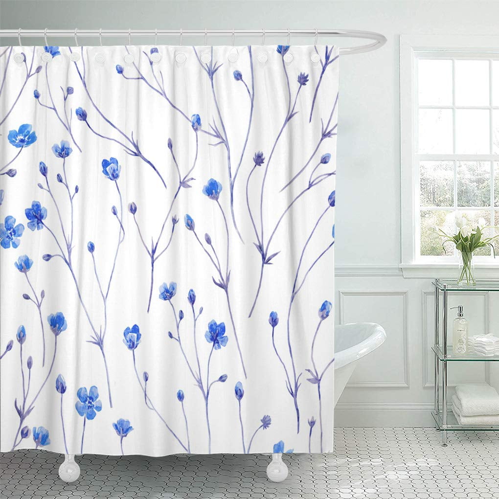 ATABIE Gray Beautiful Watercolor Floral Pattern Blue ...