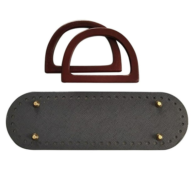 Juego de asas para bolso de ganchillo con base de cuero, tejido DIY con agujeros. Estilo 5