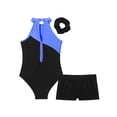 thumbnail image 6 of Xnihocha Gymnastics Leotard for Girls with Shorts Sparkly Dance Unitard Activewear for Girls Black&Royal Blue 6, 6 of 7