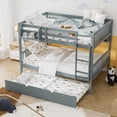 thumbnail image 6 of Ouyessir Wood Full over Full Bunk Bed with Trundle and Built-in Shelves, Convertible to 2 Full Size Platform Bed, Kids Bunk Bed with Ladder and Safety Rails, 6 of 9