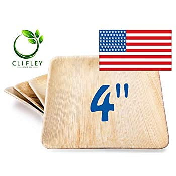 Dessert For Christmas Dinner Palm Leaf Disposable Plates - 4 inch 25 Plate Pack Premium Biodegradable Wooden Eco-Friendly Rustic Bulk Bamboo Party Dinnerware - for Christmas, Appetizer, Dessert, Dinner, Baby Shower, Birthday ()