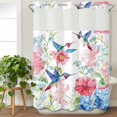 thumbnail image 3 of Watercolor Hummingbird No Hook Shower Curtain Waterproof, Bathroom Curtains with Snap in Liners and See Through Top Window, Colorful Pink Blue Flowers Hotel Style Bathtub Curtains Shower 72"Wx96"L, 3 of 8