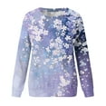 thumbnail image 4 of Crewneck Sweatshirts Womens Trendy Floral Printed Long Sleeve Fall Winter Casual Tunic Tops Loose Fit (M, Purple 01), 4 of 5