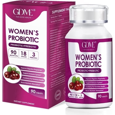 Women's Probiotics, 90 Tablets 90 Billion CFU 18 Strains, Contains Organic Prebiotic Cranberry,Probiotic Supplement for Digestion, Immunity, Women's Health, Soy Gluten Dairy Free
