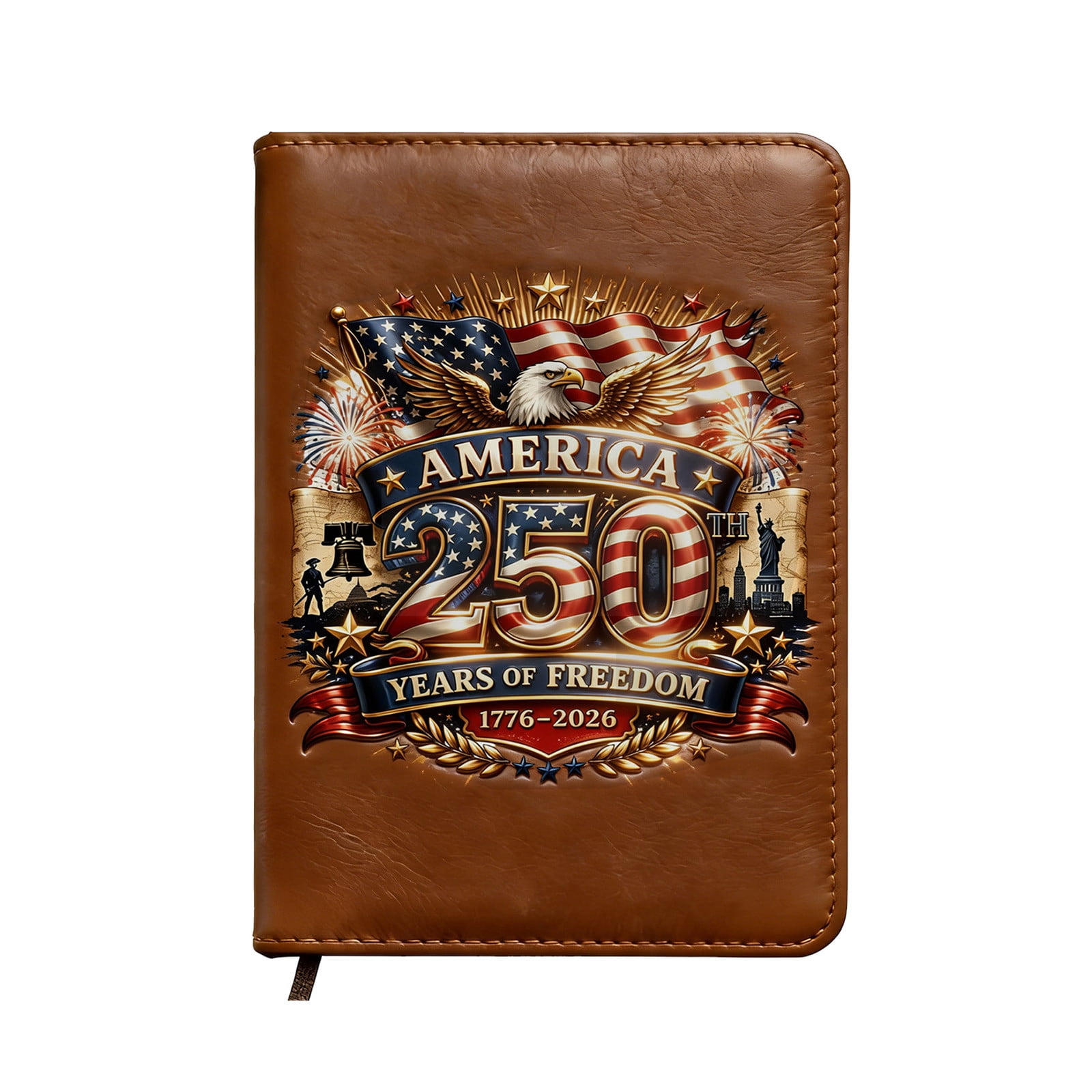 USA 250th Anniversary Commemorative Notebook, 1776-2026 Patriotic Fountain Leather Notebook, America 250 Years of Freedom Souvenir