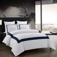 thumbnail image 1 of Funda nórdica 220x240cm Juego de cama de hotel Microfibra lavada Confort y Cremallera metálica suave Hogar con funda de almohada 50x75cm, Azul marino JFHHH pequeña, 1 of 5