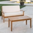 thumbnail image 6 of Afuera Living Modern / Contemporary Outdoor Teak Loveseat & Coffee Table Set, 6 of 11
