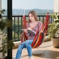 thumbnail image 6 of Blueek "Comfortable Indoor/Outdoor Hanging Chair, Portable Lazy Swing for College Dorms & Apartments, Multicolor Cotton Hammock Chair", 6 of 6