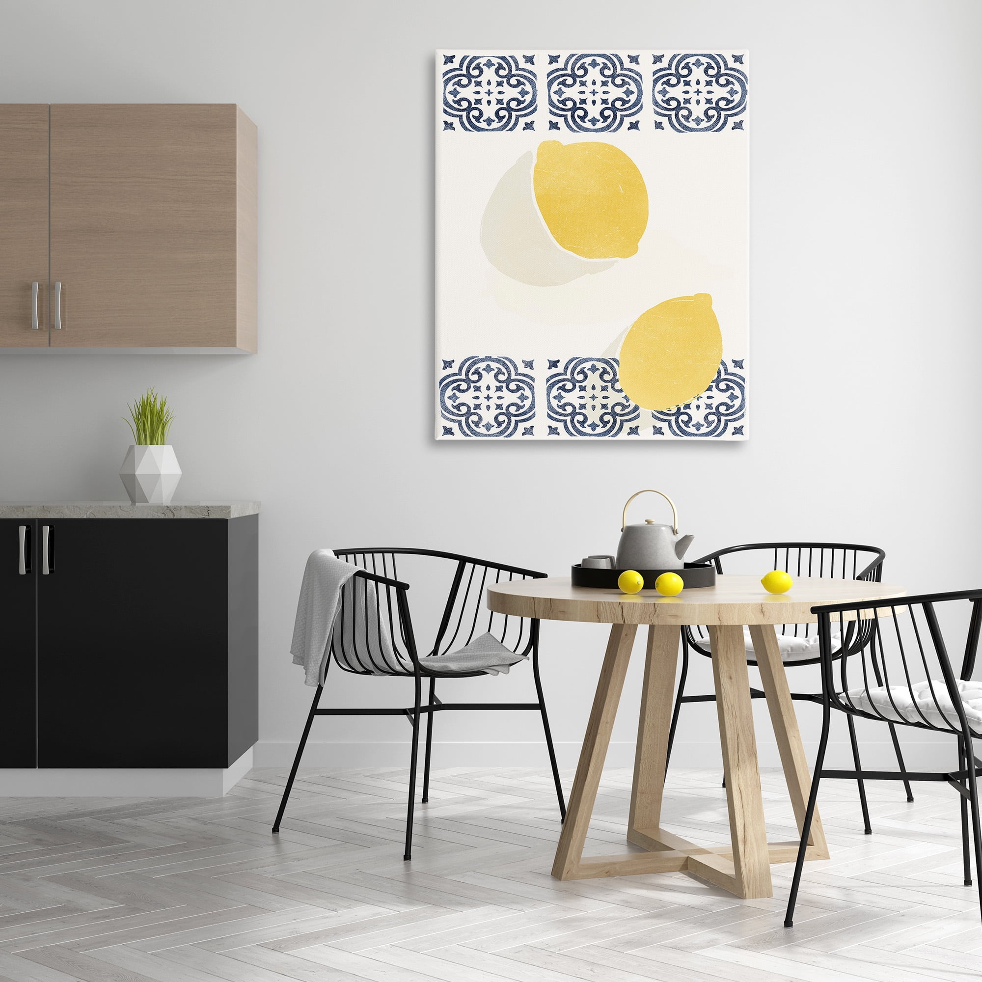 Stupell Industries Modern Lemons with Pattern Food & Beverage Painting Gallery Wrapped Canvas Art Print Wall Art, 36 x 48