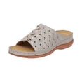 thumbnail image 3 of UDAUDU Women's Sandals Slides Wedge Open Toe Thick Sole Lightweight Slip Resistant Cozy Roman Style Beach Sandal Summer Walking Shoes Light Gray 7 Wide, 3 of 6