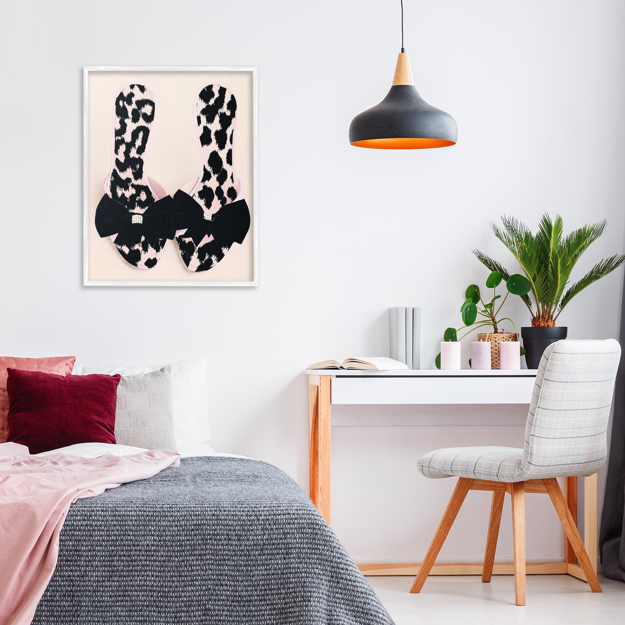 Cat Walk Spotted Shoes White Framed Giclee Art, design by Annabelle Hall