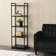 thumbnail image 2 of Household Essentials Tower Bookshelf, Tall and Narrow Bookshelf with 5 Shelves, Black Metal and Black Oak Woodgrain Finish, Industrial and Modern, 2 of 7