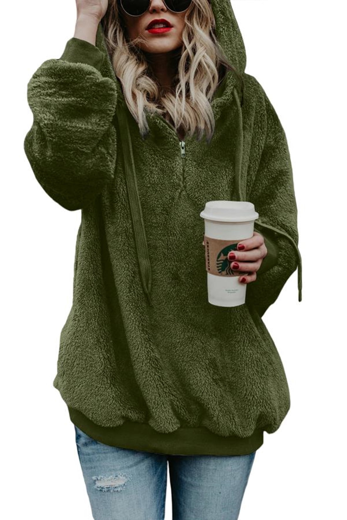 Fleece Hoodie Sweatshirt Fuzzy 