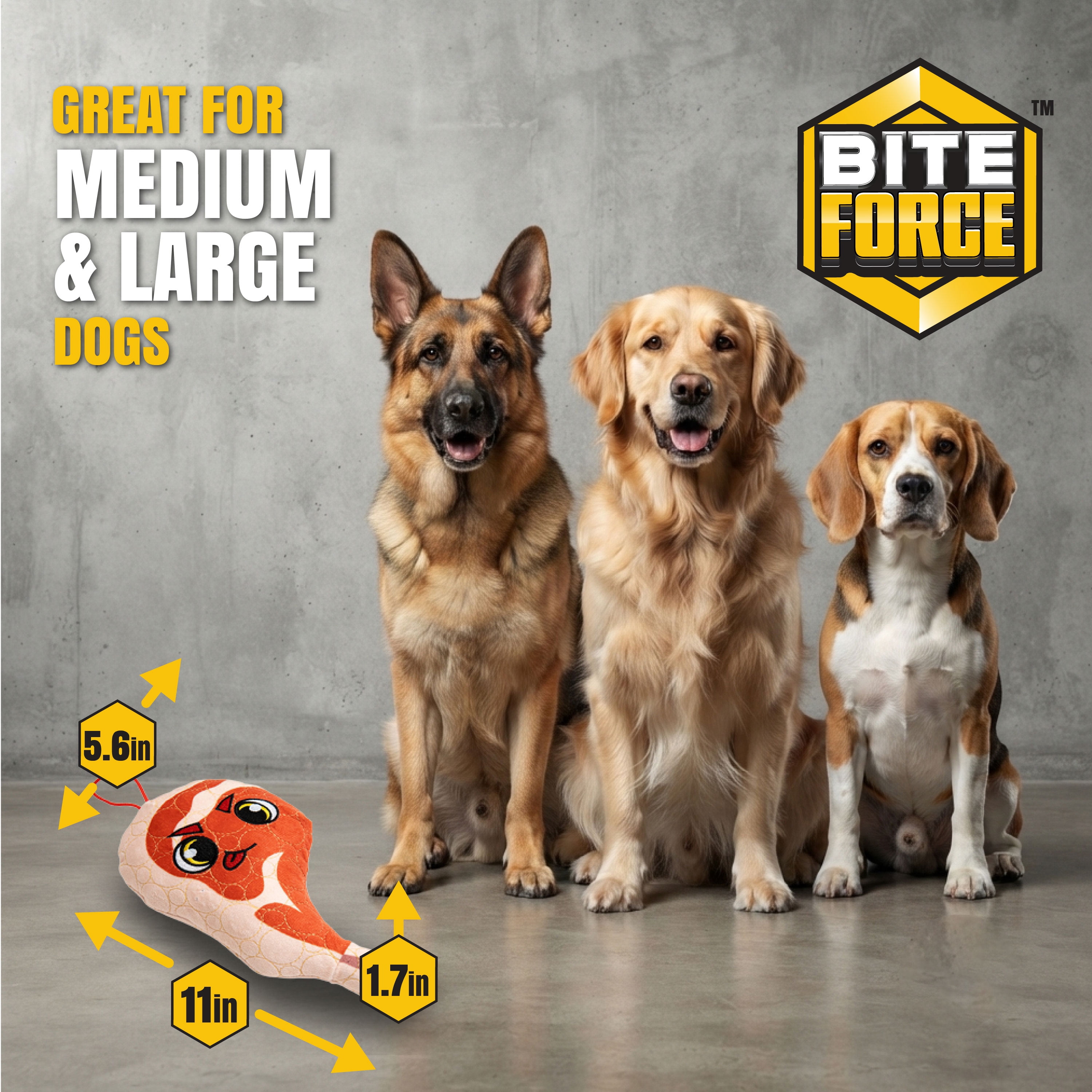 Bite Force Durable Steak Shaped Plush Dog Toy, Multi Layered and Reinforced Dog Toys for Aggressive Chewers