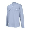 thumbnail image 4 of zfhfof Mens Cotton Linen Henley Shirts Casual Roll Up Long Sleeve Summer Beach Shirt Hawaii Hippie Button Down T-Shirt for Men, 4 of 8