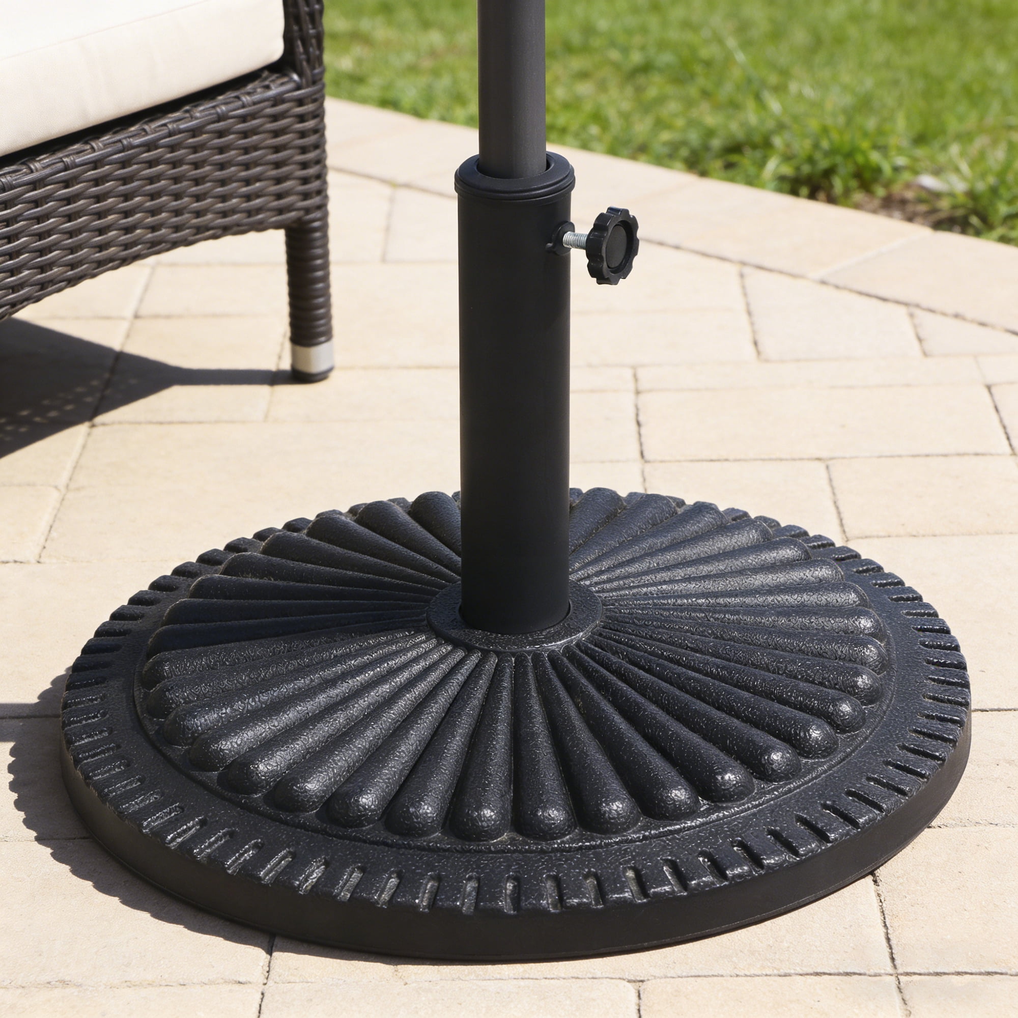 Abble 33 lbs. Heavy Duty Patio Umbrella Base Outdoor Market Umbrella Stand in Black