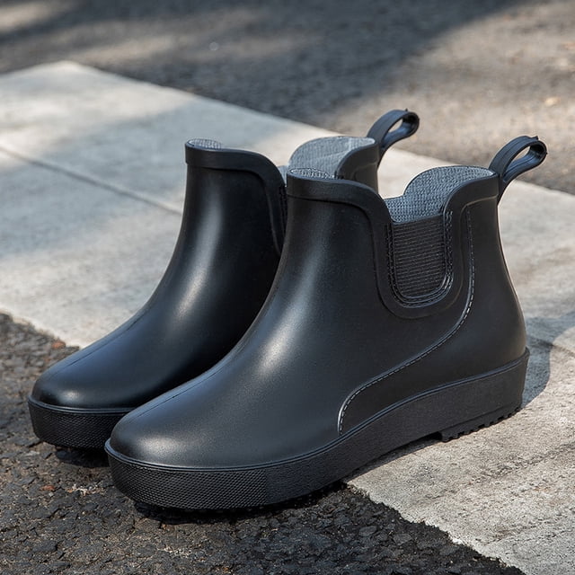 Botas De lluvia cortas De PVC De verano para Mujer, Botas De trabajo antideslizantes con plataforma De estilo británico, Botas planas De goma para pesca al aire libre, Botas De Mujer