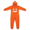 thumbnail image 3 of Adult Halloween Onesie Jack-O'-Lantern Pumpkin Graphic Long Sleeve Loose Fit Casual Loungewear Pajama Jumpsuit, 3 of 4
