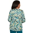 thumbnail image 2 of Alfred Dunner Womens Detailed V Neck Brushstroke Top, 2 of 4