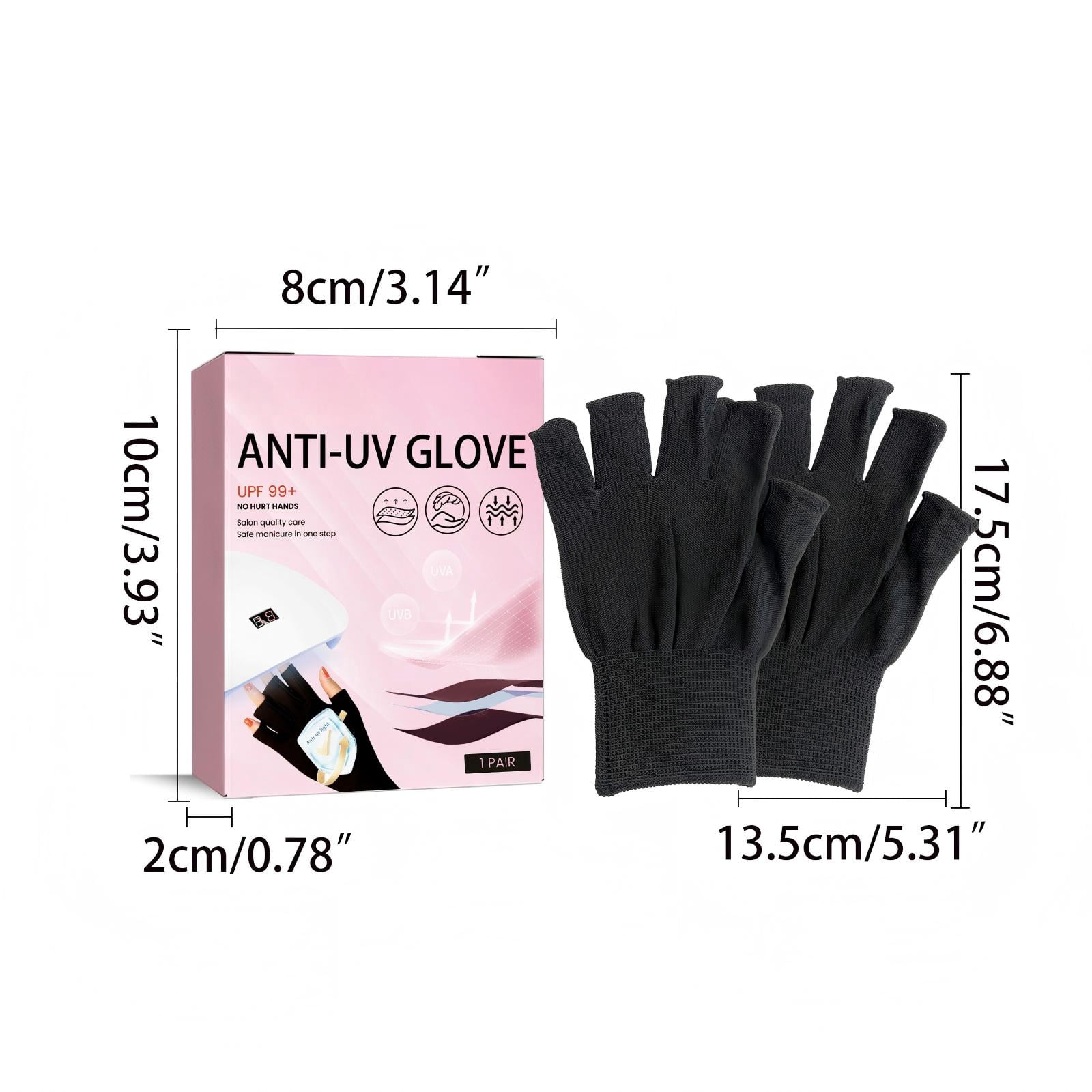 Alvantor UV Protection Gloves for Gel Nail Lamp, Professional UPF50+ Manicure Gloves, Black